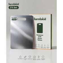 Farmtokid Paslanmaz Çelik Kesme Tahtası 2'li Set – 316 Kalite