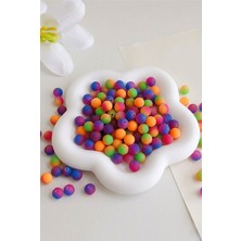 Hobi Dünyası Evim 30 Adet Renkli Gökkşağı Görünümlü Renkli 8 mm Akrilik Boncuk Figür Takı Kolye Bileklik Aksesuar Anahtarlık Charm Boncuğu