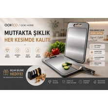 Ookico 304 Paslanmaz Çelik ve Pp Yüzey Kesme Tahtası & Bıçak Bileme Hediyeli