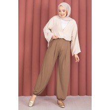 MDS Paçası Lastikli Rahat Kalıp Şalvar Pantolon Camel