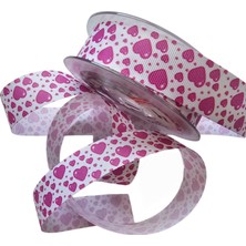 Hobiceyiz Ulutaş Pembe Kalp Grogren Kurdele 2.5 Cm, 20 Metre