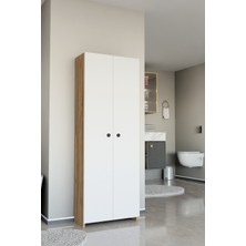 Alpaevmobilya Çok Amaçlı 2 Kapaklı 5 Raflı 150 cm Banyo Dolabı Organizer Düzenleyici ve Çamaşır Odası Dolabı