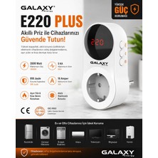 Galaxy Energy E220 Plus Akım Koruma Prizi 3500W 16A Dijital Ekranlı Akıllı Priz 918 Joule 5ka Korumalı