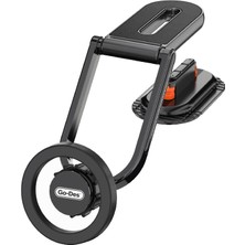Go-Des Go Des GD-HD275 Magnetik M-Safe Uyumlu 360 Dönebilen Düz Zemin Araç Telefon Tutucu Siyah