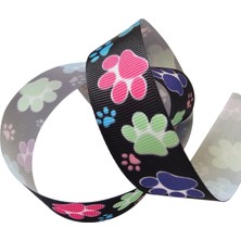 Hobiceyiz Ulutaş Pati Desen Grogren Kurdele, 2.5 cm Genişlik, 20 Metre Siyah