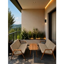 Dekoroom's VİENTO 2-2 BAHÇE BALKON MOBİLYASI,SEHPALI,KAHVE İSKELET,KUMAŞ RENGİ 04 CAPPUCCİNO EKOSELİ