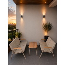 Dekoroom's VİENTO 2-2 BAHÇE BALKON MOBİLYASI,SEHPALI,CAPİ İSKELET,KUMAŞ RENGİ 04 CAPPUCCİNO EKOSELİ