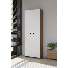 Alpa Ev Mobilya 150 cm 2 Kapaklı 5 Raflı Geniş Çok Amaçlı Yatak Odası Kıyafet Dolabı Düzenleyici ve Organizer