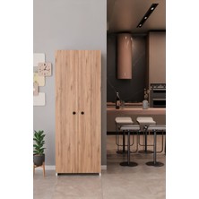 Alpa Ev Mobilya 150 cm 2 Kapaklı 5 Raflı Çok Amaçlı Mutfak Dolabı Kiler Düzenleyici Organizer ve Erzak Dolabı