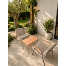 Dekoroom's VİENTO 1-1 BAHÇE BALKON MOBİLYASI,SEHPALI,CAPİ İSKELET,KUMAŞ RENGİ 04 CAPPUCCİNO EKOSELİ