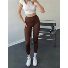 Mercan Kids & Butik Kadın Yüksek Bel Toparlayıcı Tayt Dikişsiz Iç Göstermez Spor Taytı