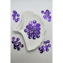 Hobi Dünyası Evim 15 Gram Yandan Delikli Güpür Takı Yazma Kumaş Bandana File Bere Çanta Süsleme Pulu Plastik Payet Pul 10 mm Boncuk - Mor