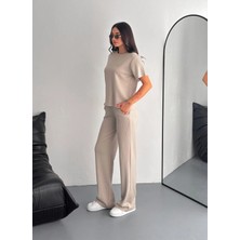 Kadın Modal Alt/üst Takım Kısa Kollu T-Shirt Bol Paça Eşofman Wide Lege Model