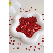 Hobi Dünyası Evim 15 Gram Güpür Takı Yazma Kumaş Bandana File Bere Çanta Süsleme Pulu 5 mm Plastik Payet Pul Boncuk - Kırmızı