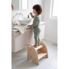 Mamatoyz Mini Basamak Öğrenme Kulesi StepIn - Natural - Banyo Yükseltme Basamağı ve Tuvalet WC Eğitimi Basamağı