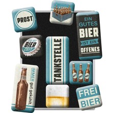 Nostalgic Art Tankstelle Bier Magnet 9'lu Set