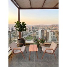 Dekoroom's VİENTO 1-1 BAHÇE BALKON MOBİLYASI,SEHPALI,KAHVE İSKELET,KUMAŞ RENGİ 03 CAPPUCCİNO