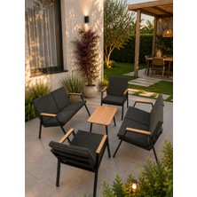 Dekoroom's VİENTO 2-2-1-1 BAHÇE BALKON MOBİLYASI,SEHPALI,KUMAŞ RENGİ 02 ANTRASİT EKOSELİ