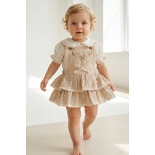 Bebezade Yazlık Kız Bebek Linen Flowers Salopet