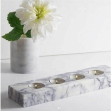 Miarik Design Leylak Mermer Dörtlü Dikdörtgen Mumluk