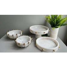 Miarik Design Beyaz Mermer Kabare Sunum 4 Lü Takim Set