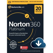 Norton 360 Platinum (Win/MAC/İOS/Android) - 20 Cihaz 1 Yıl Norton KEY + Hesap