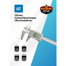 Ysb 150 mm Karbon Fiber Dijital Kumpas - Ultra Geniş LCD Ekran - (Pil + Yedek Pil Dahil)