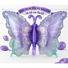 Çavuş E-Ticaret Mor Kelebek Folyo Balon Büyük Boy Benekli Kelebek Balon Parti Balon