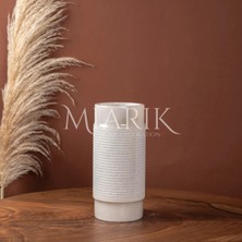 Miarik Design Dekoratıf Beyaz Renk Buyuk Boy Patlatma Mermer Uzun Vazo