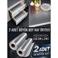 ( 2 Adet ) Büyük Boy Metalize Raf Örtüsü Çok Amaçlı Çekmece Dolap Raf Örtüsü Düzenleyici/ Süsleme