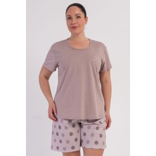 Vienetta Pamuklu Kadın Büyük Beden Kısa Kol Şortlu Pijama Takım, 602003