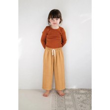 Cigit Organic Beli Fırfırlı Geniş Kesim Müslin Pantolon 1-8 Yaş Sundres