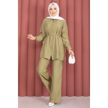 Asm Kemerli Tunik Pantolon İkili Takım Yeşil Olive