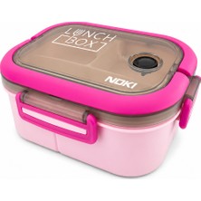 Noki Luxury Plastik Lunch Box Pembe Taşıma Kulplu Beslenme Kabı
