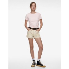 Koton Slim Fit Drapeli Kısa Kollu Kayık Yaka Tişört