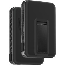 Keephone PB63 Kuppa 10000 Mah 25W Qi2 Magsafe Manyetik ve Semi-Solid Destekli Standlı Yanmaz Powerbank - Siyah