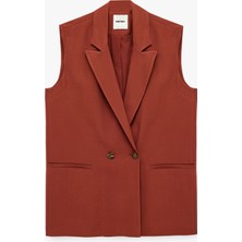 Koton Koton x Melis Ağazat - Viskon Kumaş Cepli Kolsuz Kruvaze Blazer Ceket Yelek
