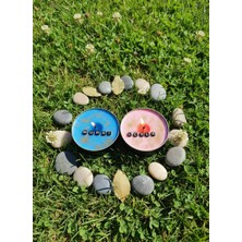 AY IŞIĞI MUMLARI İsme Özel 2'li Hediyelik Dekoratif Hoş Kokulu Parafin Wax Mum (Mavi + Pembe Renkli)