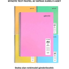 Mynote Text Pastel Defter A4 40 Yaprak Kareli 5 Adet