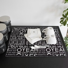 Hamur Baskılı Bulaşık Kurutma Matı 46 x 36 cm Siyah Kurulama Bezi Örtüsü Mf-064 Ultra İnce Yapı