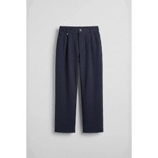 Abluka Online Erkek Relaxed Fit Keten Görünümlü Pantolon Lacivert