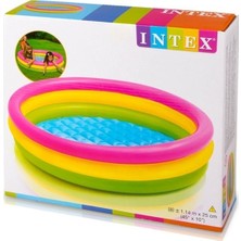 intex Şişme Havuz 1.14CM Çapında 25CM Derinlikte Renkli Yumuşak Zeminli Çocuklar İçin