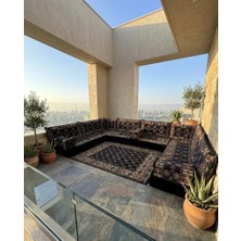 Bakırözü Home Şark Köşesi Takımı Lacivert Buhara Modeli 15 Parça (20 cm Minder Kalınlığı)