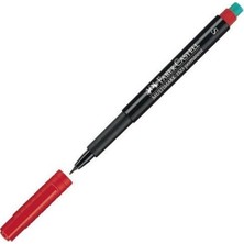 Faber-Castell 1523 Multimark Permanent Kırmızı Asetat Kalemi S 0.4 mm Uç Kalınlığı ve Solmayan Renk
