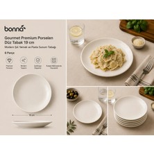 Bonna Gourmet Düz Tatlı Tabağı 19 cm 6 Adet GRM19DZ