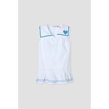 GB Baby Bg Store Kız Bebek Elbise Kolsuz Beyaz Gömlek Yaka Stilinde Özel Olaylar İçin