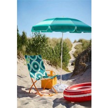 Aquafit Dayanıklı - 10 Telli - Eğilebilir - 2 Metre Plaj Sahil Şezlong Şemsiyesi - Bidon Dahil