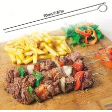 10 Adet Paslanmaz Çelik Mangal Şişi Seti – 20 cm Metal Çöp Şiş ve Izgara Şişleri