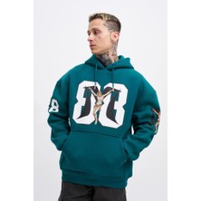 Machinist Clothing Erkek 88 Jesus Baskılı Oversize Sweatshirt Petrol Yeşili