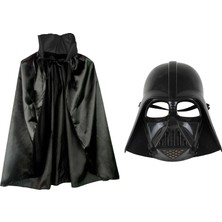 Çocuk Boy Yıldız Savaşları  Wars Darth Vader Maskesi ve 90 cm Pelerin Seti Siyah